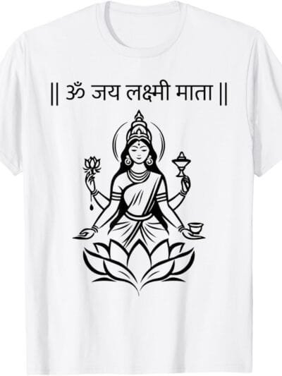 Laxmi Mata, Diwali Goddess Om Jai Lakshmi Mata Sanskrit Puja T-Shirt (USA)
