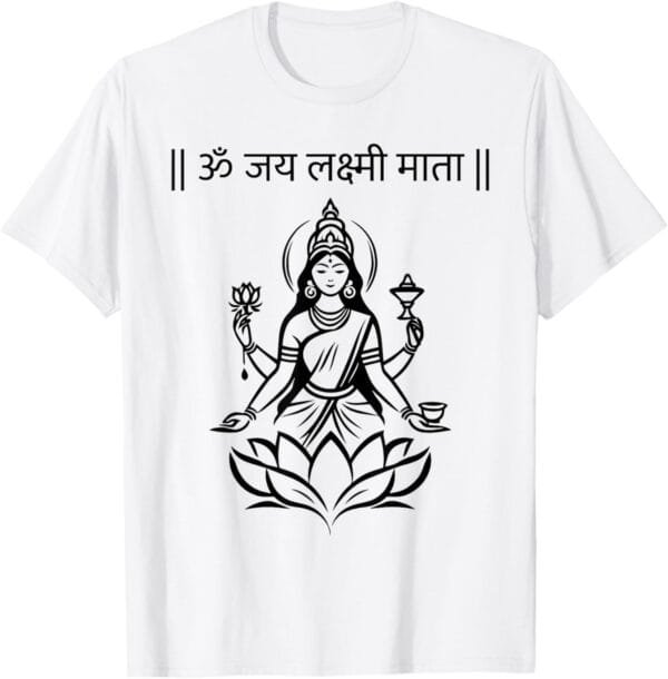Laxmi Mata, Diwali Goddess Om Jai Lakshmi Mata Sanskrit Puja T-Shirt (USA)