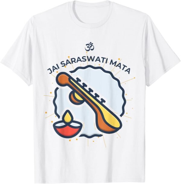 Hindu Wedding Gift for Indian Artists Om Jai Saraswati Mata T-Shirt (USA)