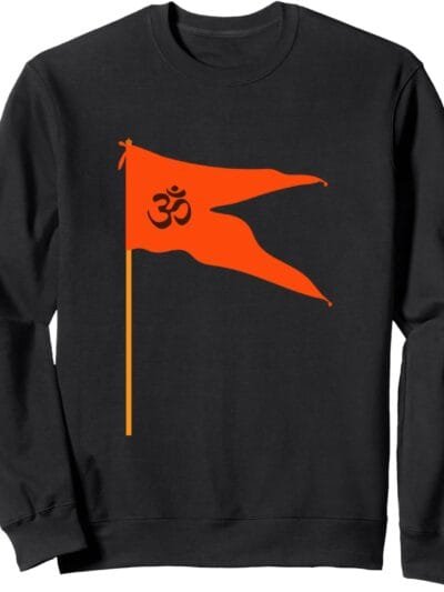 Hinduism Om Saffron Orange Flag, Sacred Pooja Hindu Temple Sweatshirt (UK)