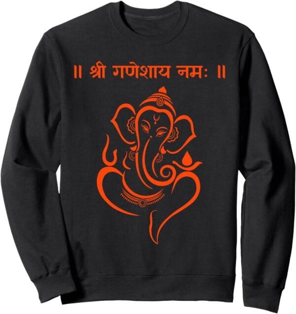 Ganapati, Ganesh, Shree Ganeshaya Namaha Sanskrit Om Puja Sweatshirt (USA)