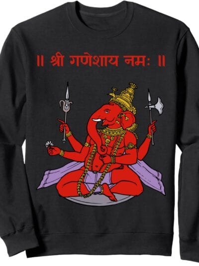 Ganapati, Ganesh, Shree Ganeshaya Namaha Sanskrit Puja Sweatshirt (USA)