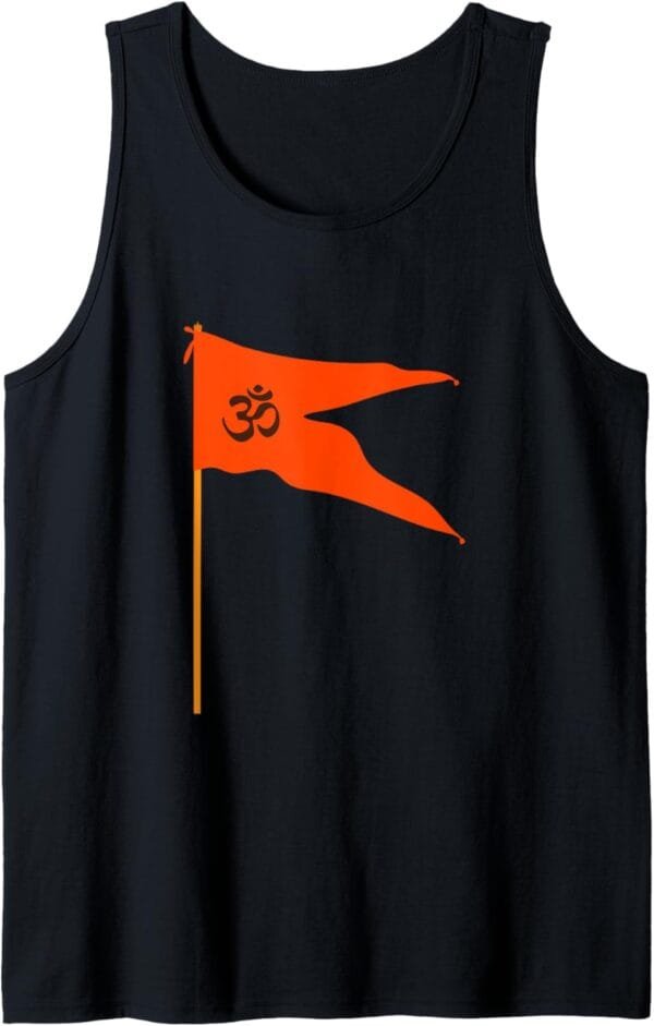 Hinduism Om Saffron Orange Flag, Sacred Pooja Hindu Temple Tank Top T-Shirt (UK)