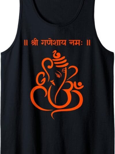 Ganapati, Ganesh, Shree Ganeshaya Namaha Sanskrit Puja Tank Top T-Shirt (USA)