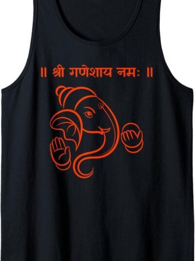 Ganapati, Ganesh, Shree Ganeshaya Namaha Sanskrit Puja Tank Top T-Shirt (UK)