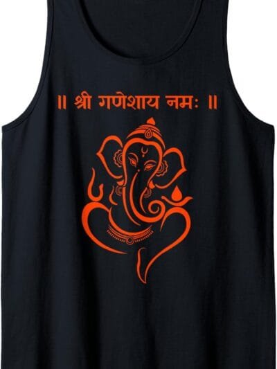 Ganapati, Ganesh, Shree Ganeshaya Namaha Sanskrit Om Puja Tank Top T-Shirt (Spain)