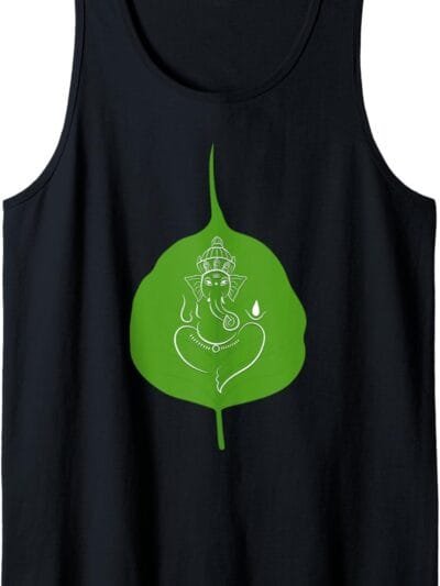 Ganapati, Ganesh, on Leaf Ganeshotsav Puja Tank Top T-Shirt (France)