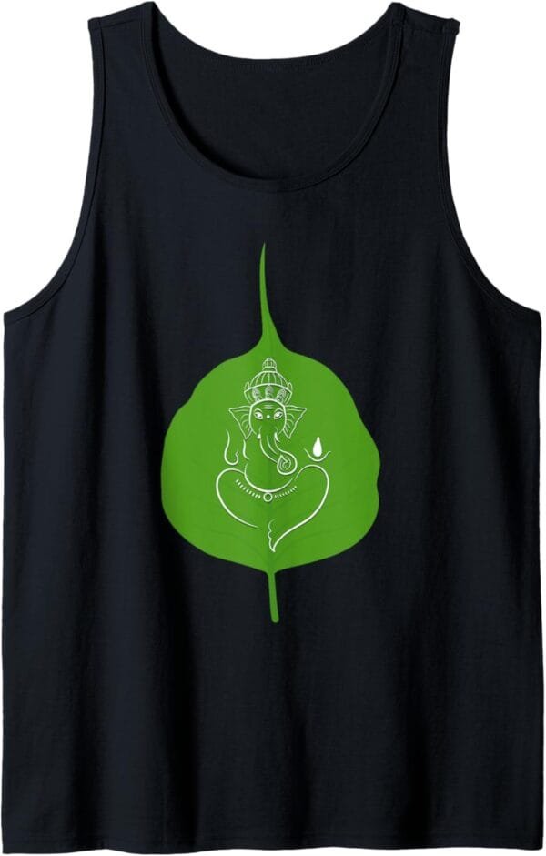 Ganapati, Ganesh, on Leaf Ganeshotsav Puja Tank Top T-Shirt (UK)