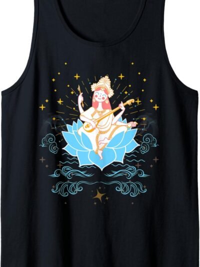 Hindu Wedding Gift for Indian Artists Goddess Saraswati Mata Tank Top T-Shirt (UK)