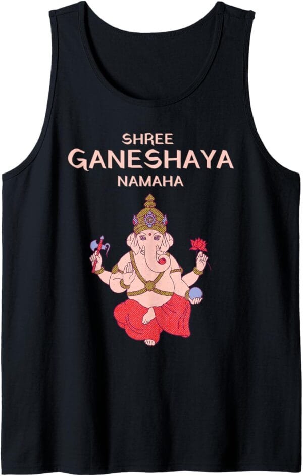 Ganapati, Ganesh, Shree Ganeshaya Namaha Ganeshotsav Puja Tank Top T-Shirt (USA)