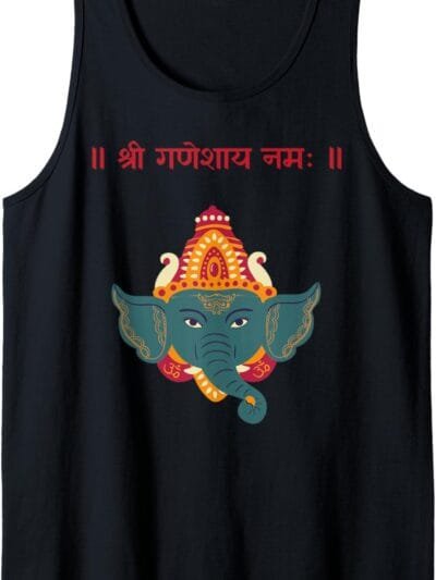 Ganapati, Ganesh, Shree Ganeshaya Namaha Sanskrit Puja Tank Top T-Shirt (Spain)