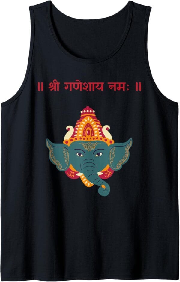 Ganapati, Ganesh, Shree Ganeshaya Namaha Sanskrit Puja Tank Top T-Shirt (Spain)