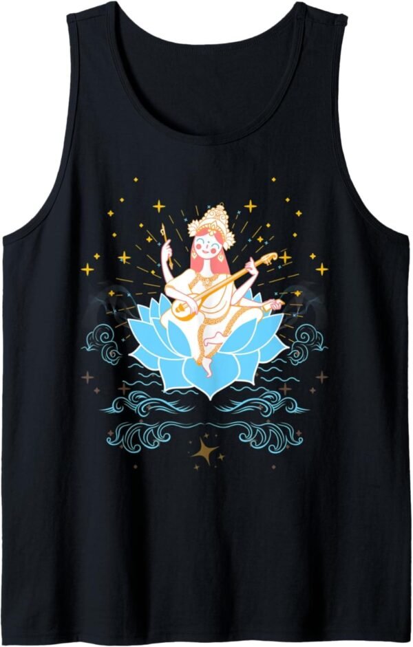 Hindu Wedding Gift for Indian Artists Goddess Saraswati Mata Tank Top T-Shirt (USA)