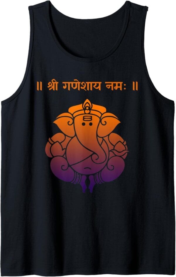 Ganapati, Ganesh, Shree Ganeshaya Namaha Sanskrit Puja Tank Top T-Shirt (USA)