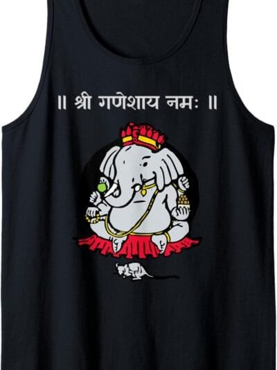 Ganapati, Ganesh, Shree Ganeshaya Namaha Sanskrit Puja Tank Top T-Shirt (USA)