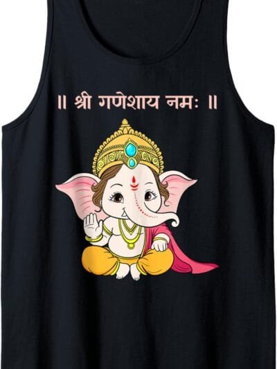 Ganapati, Ganesh, Shree Ganeshaya Namaha Sanskrit Puja Tank Top T-Shirt (Italy)