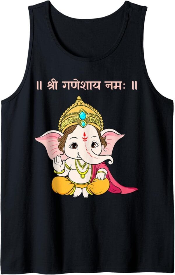 Ganapati, Ganesh, Shree Ganeshaya Namaha Sanskrit Puja Tank Top T-Shirt (Italy)