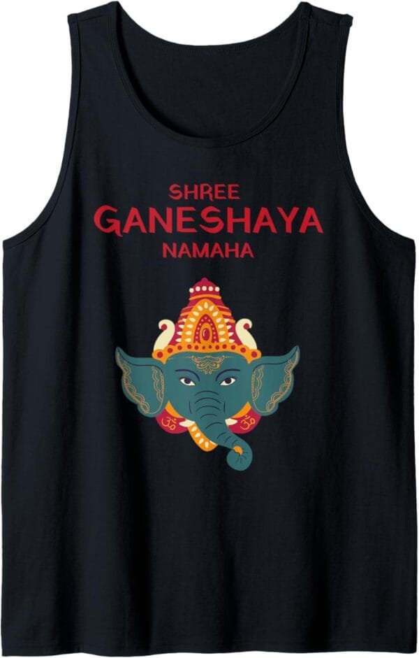 Ganapati, Ganesh, Shree Ganeshaya Namaha Ganeshotsav Puja Tank Top T-Shirt (USA)