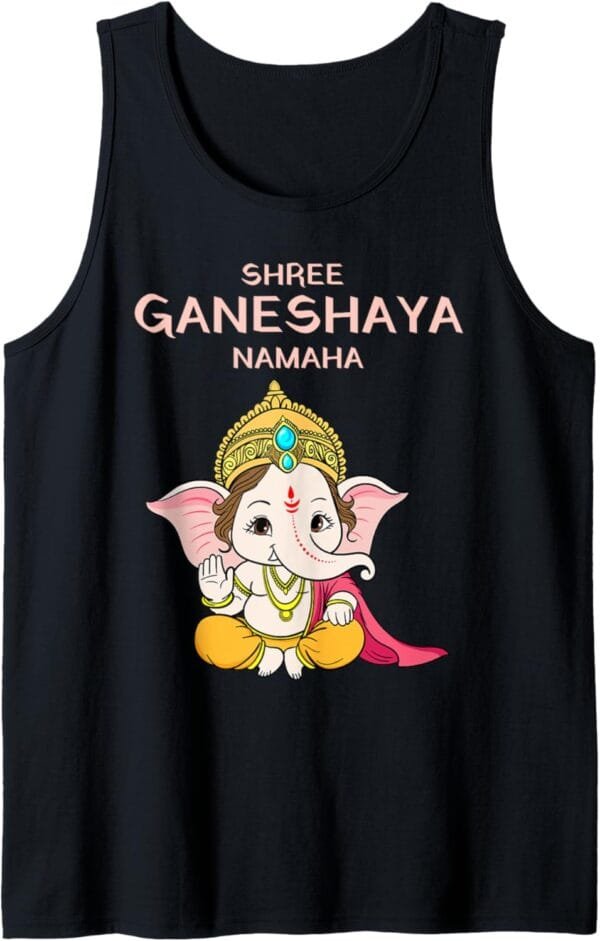 Ganapati, Ganesh, Shree Ganeshaya Namaha Ganeshotsav Puja Tank Top T-Shirt (Spain)