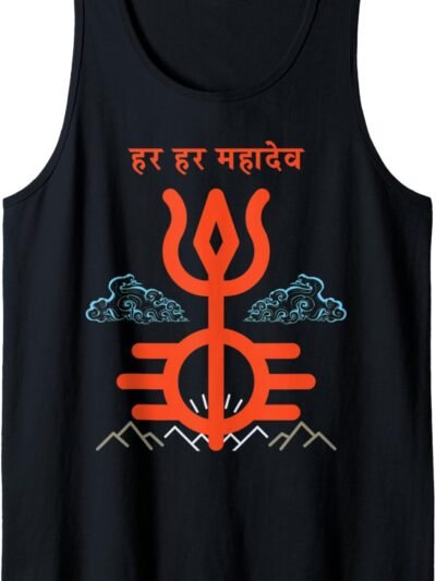 Regalo Shiv Shankara per indù indiani Har Har Mahadev Hindi Tank Top T-Shirt (Italy)