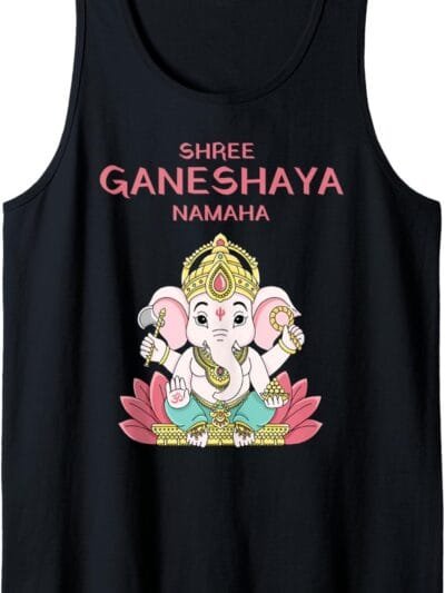 Ganapati, Ganesh, Shree Ganeshaya Namaha Ganeshotsav Puja Tank Top T-Shirt (USA)