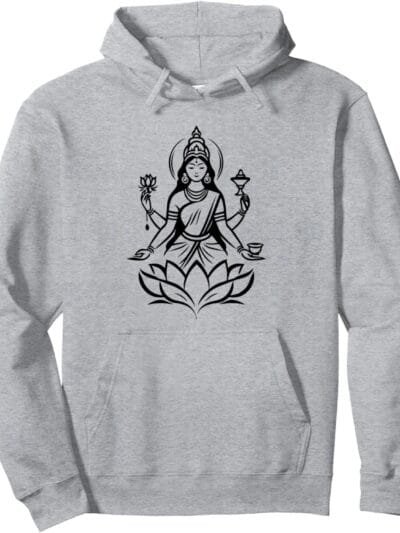Laxmi Mata, Diwali Indian Goddess on Lotus Flower Hindu Puja Hoodie (Germany)