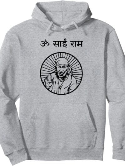 Sai Baba of Shirdi Blessing God Temple Puja Om Sai Ram Hindi Hoodie (Spain)