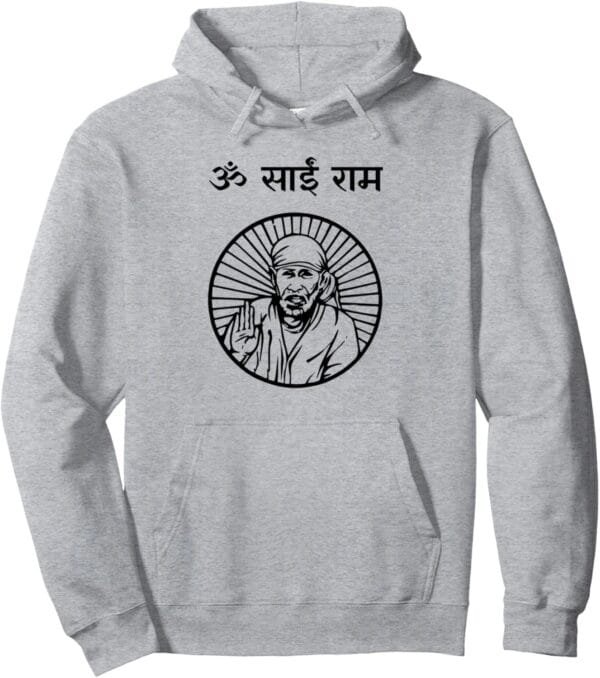 Sai Baba of Shirdi Blessing God Temple Puja Om Sai Ram Hindi Hoodie (Spain)