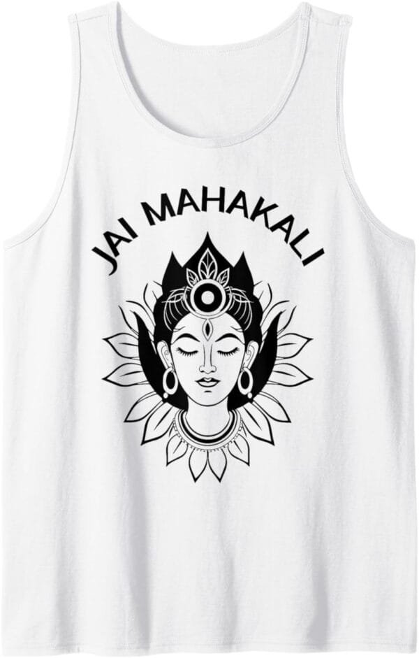 Kali Mata, Navratri Hindu Goddess Face Jai Mahakali Pooja Tank Top T-Shirt (UK)