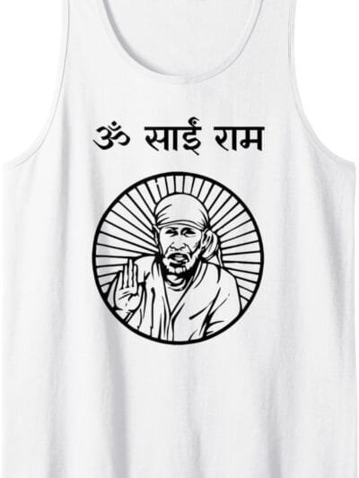 Sai Baba of Shirdi Blessing God Temple Puja Om Sai Ram Hindi Tank Top T-Shirt (Spain)