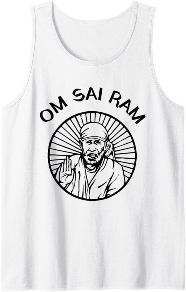 Sai Baba of Shirdi Blessing God Hindu Temple Puja Om Sai Ram Tank Top T-Shirt (France)