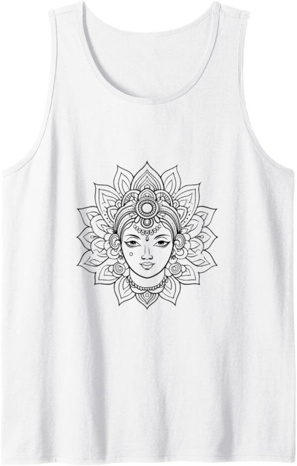 Laxmi Mata, Diwali Visage de la déesse hindoue Navratri Pooja Tank Top T-Shirt (France)