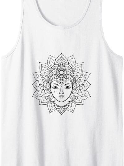 Laxmi Mata, Diwali Hindu Goddess Face Navratri Pooja Tank Top T-Shirt (USA)