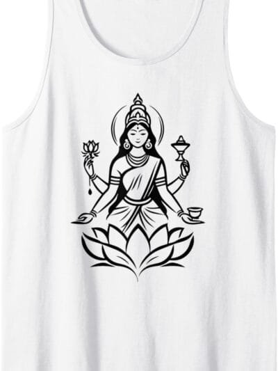 Laxmi Mata, Diwali Indian Goddess on Lotus Flower Hindu Puja Tank Top T-Shirt (Germany)