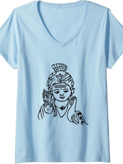 Murugan, Kartikeya Hindu God Temple Pooja V-Neck T-Shirt (USA)