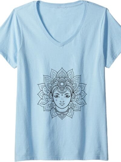 Laxmi Mata, Diwali Hindu-Göttin Gesicht Navratri Pooja V-Neck T-Shirt (Germany)