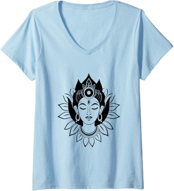 Kali Mata, Diosa hindú Navratri Face Pooja V-Neck T-Shirt (Spain)