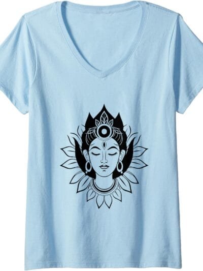 Kali Mata, Navratri Hindu-Göttin Gesicht Pooja V-Neck T-Shirt (Germany)