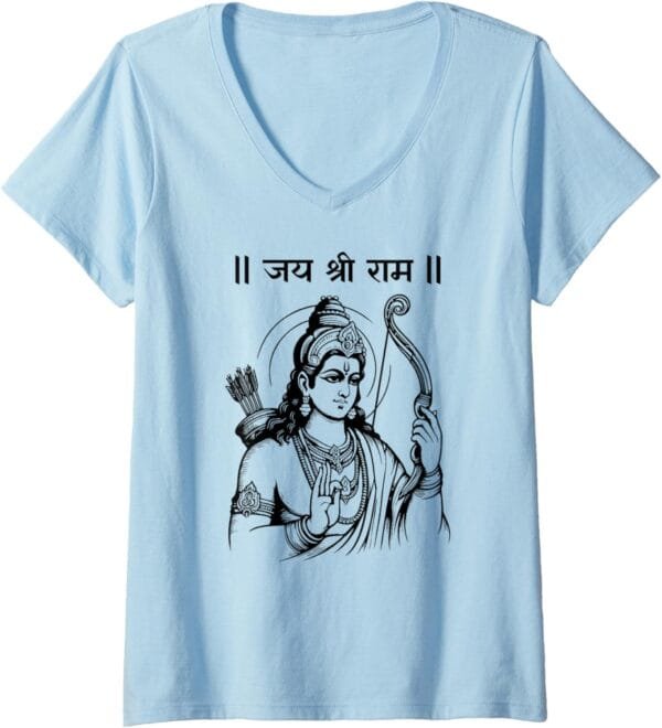 Rama, Ram, Diwali Shree Ram Hindu Temple Jai Shree Ram Hindi V-Neck T-Shirt (Italy)