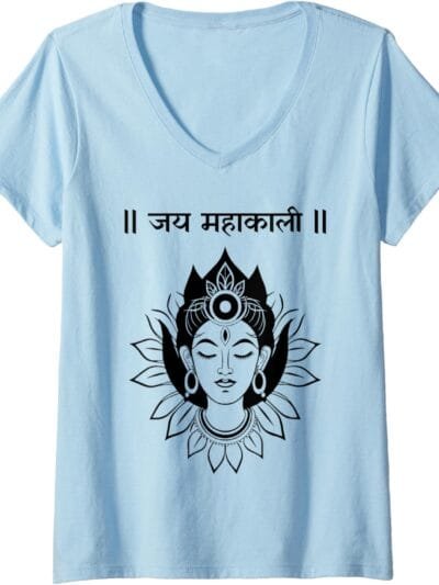 Kali Mata, Navratri déesse hindoue Jai Mahakali Sanskrit Puja V-Neck T-Shirt (France)