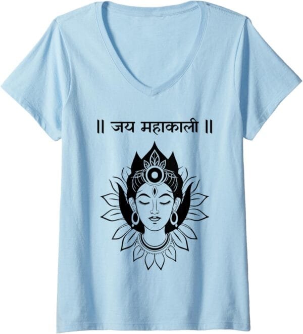 Kali Mata, Navratri déesse hindoue Jai Mahakali Sanskrit Puja V-Neck T-Shirt (France)