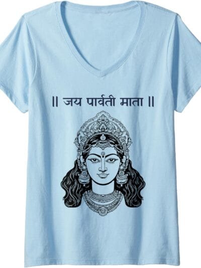 Parvati Mata, diosa hindú Navratri Jai Parvati Mata Hindi V-Neck T-Shirt (Spain)