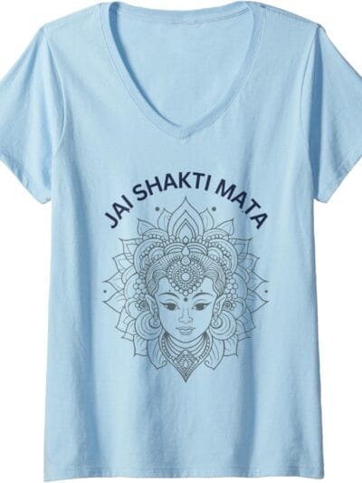 Shakti Mata, diosa hindú Navratri Jai Shakti Mata Pooja V-Neck T-Shirt (Spain)