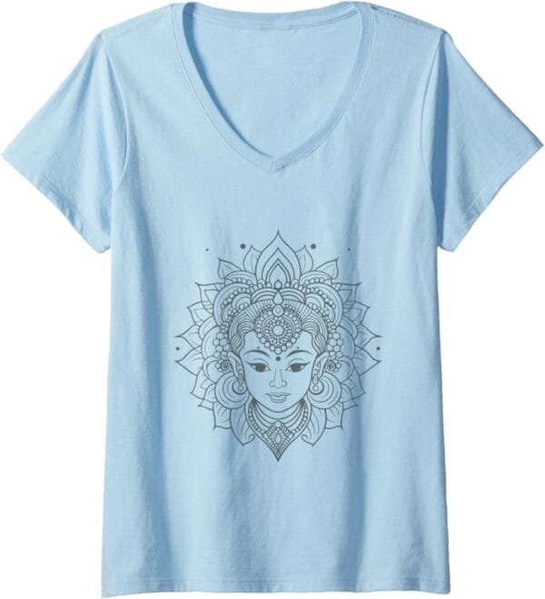 Shakti Mata, Navratri Dea indù Viso Pooja V-Neck T-Shirt (Italy)