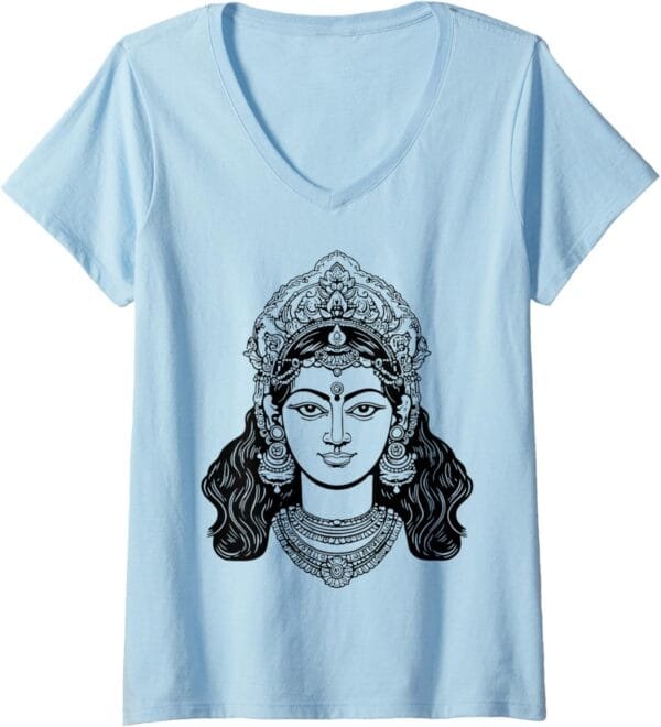 Parvati Mata, Navratri Hindu-Göttin Gesicht Pooja V-Neck T-Shirt (Germany)