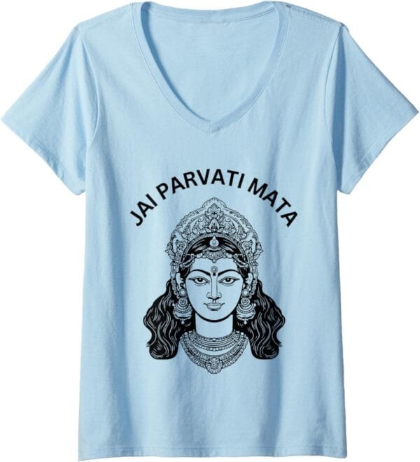 Parvati Mata, Navratri Dea indù Jai Parvati Mata Pooja V-Neck T-Shirt (Italy)