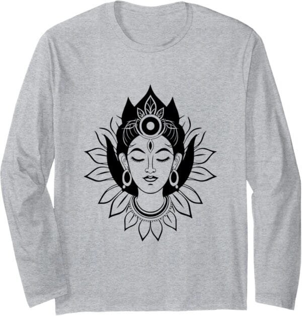 Kali Mata, Navratri Hindu Goddess Face Pooja Long Sleeve T-Shirt (USA)
