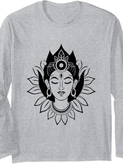 Kali Mata, Navratri Hindou Goddess Face Pooja Long Sleeve T-Shirt (France)