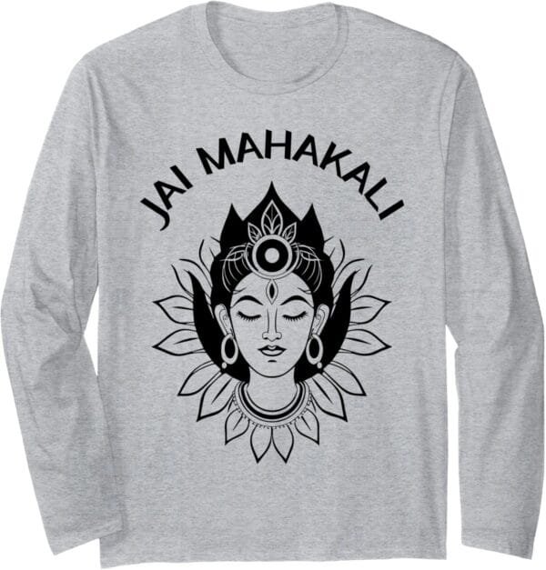 Kali Mata, Diosa hindú Navratri Cara Jai Mahakali Pooja Long Sleeve T-Shirt (Spain)
