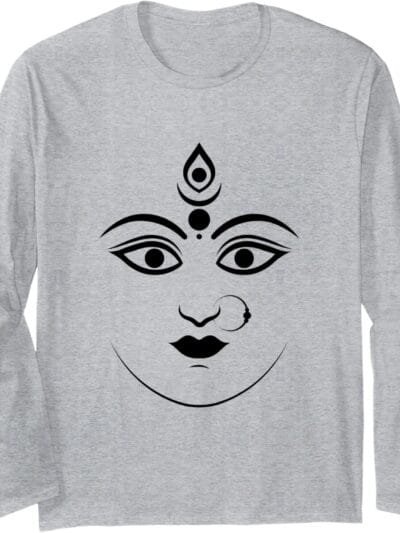 Durga Mata, Navratri Indian Goddess Face Pooja Long Sleeve T-Shirt (Japan)